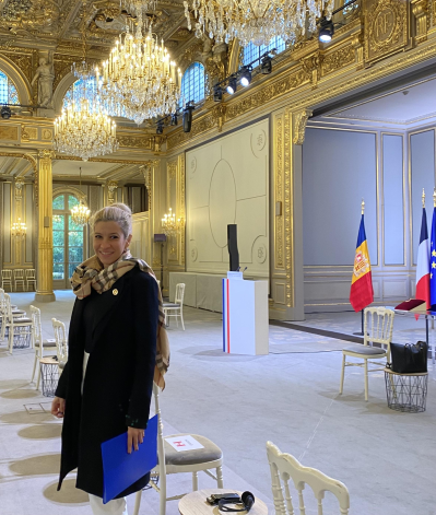 Con Tony Estanguet, Presidente del Comité de organización de los JOP de París 2024. Ceremonia oficial de agradecimiento a los equipos y servicios de París, en el Pulse, sede de los JOP en Saint-Denis. 